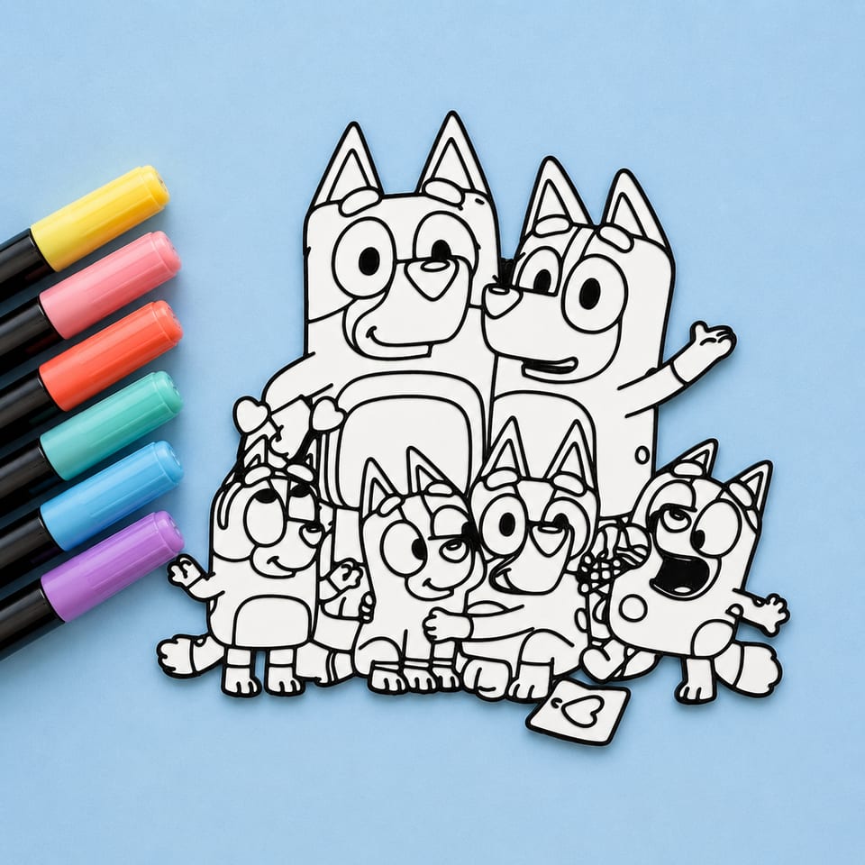Reusable Bluey Coloring Set