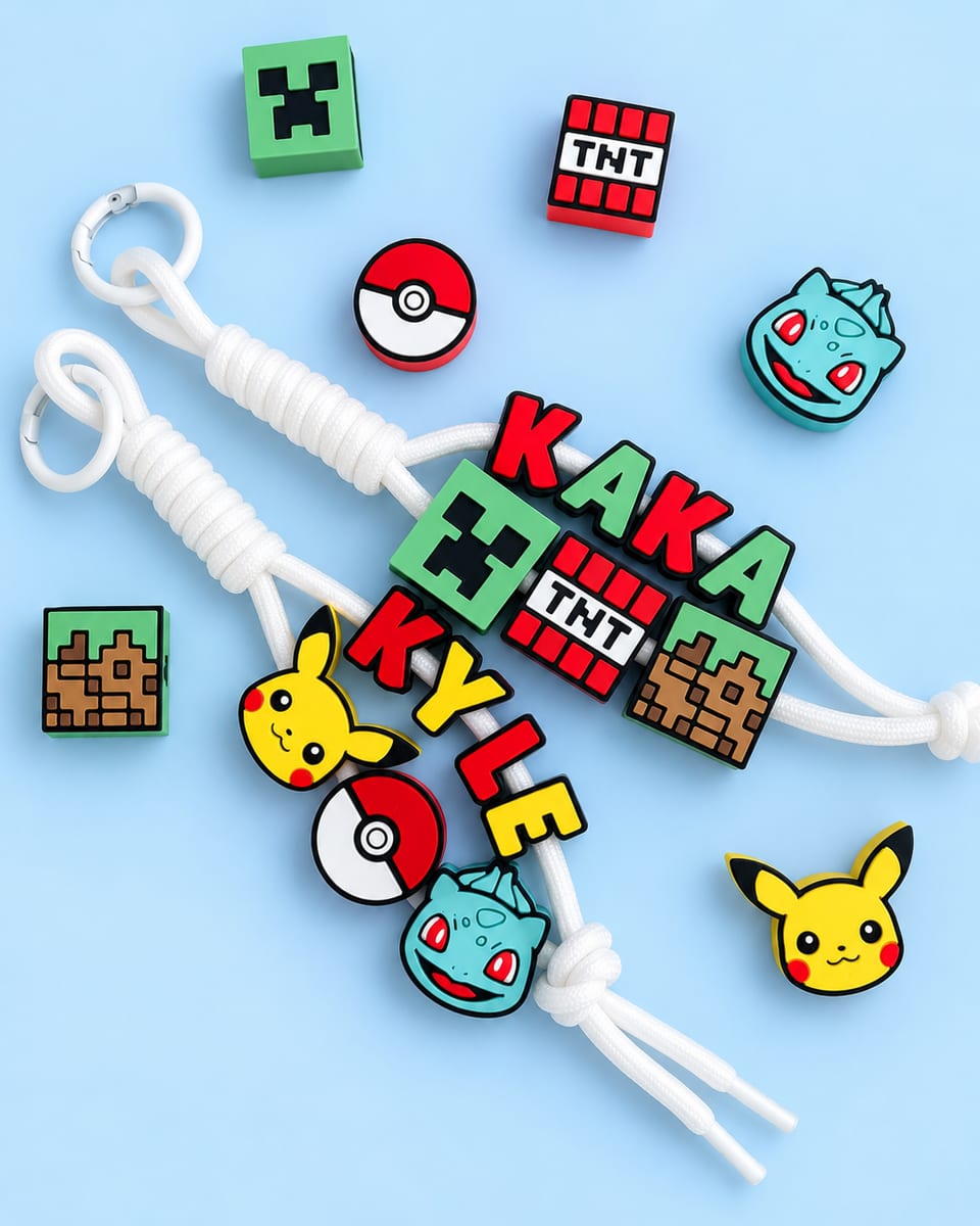 Pokémon & Minecraft Name Keychain