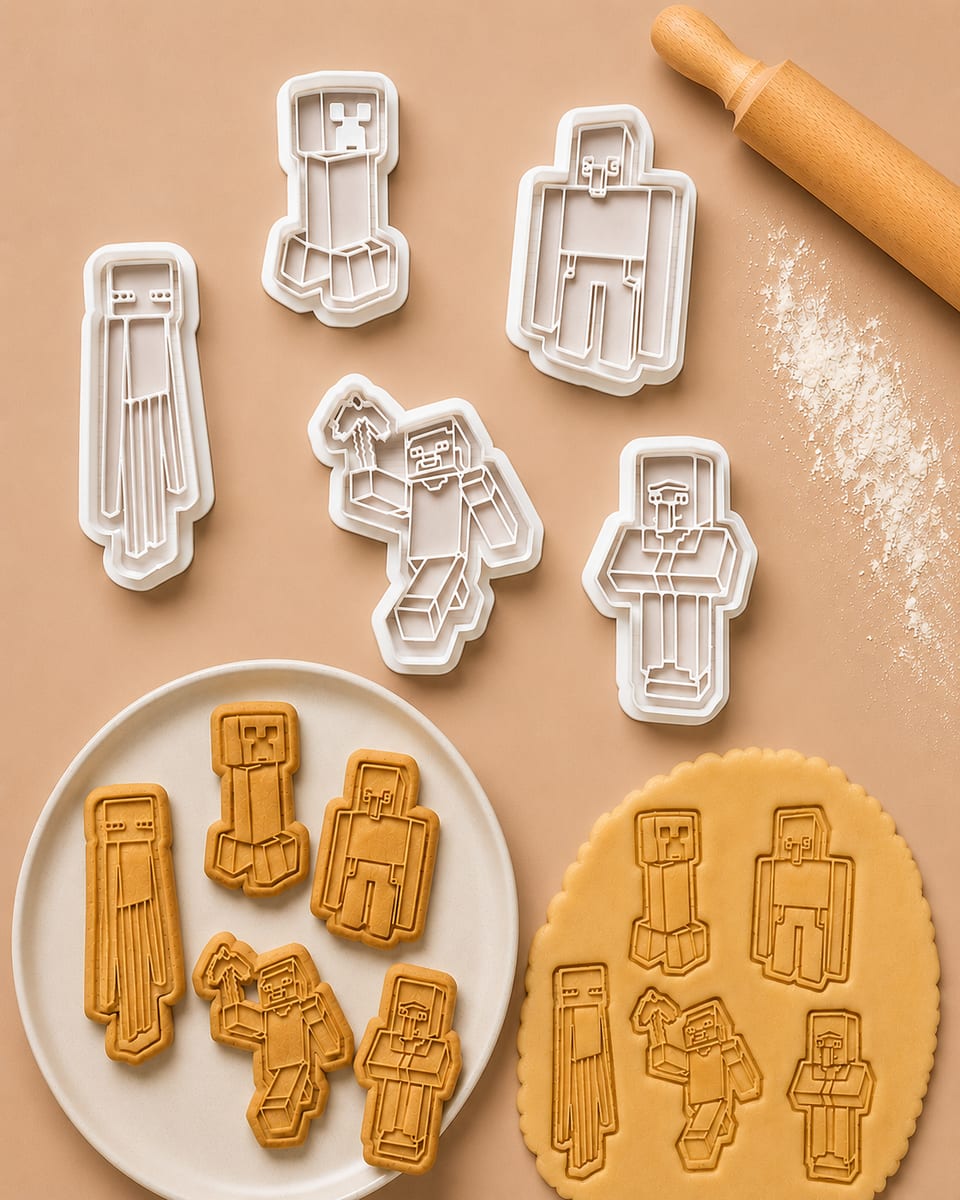 5 Minecraft cookie/Play dough Cutters