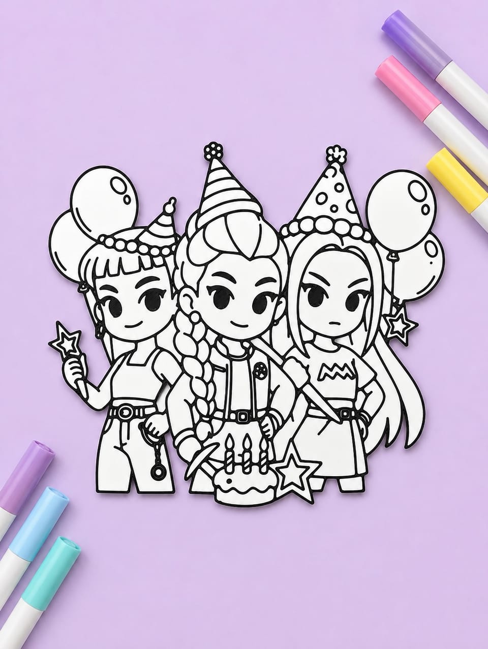 Kpop Demon Hunter Birthday Coloring set
