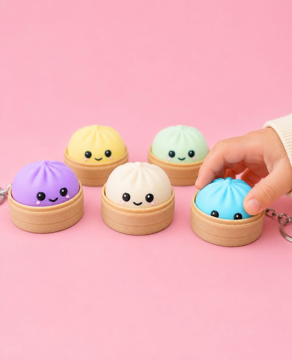 Dumpling clicker keychain