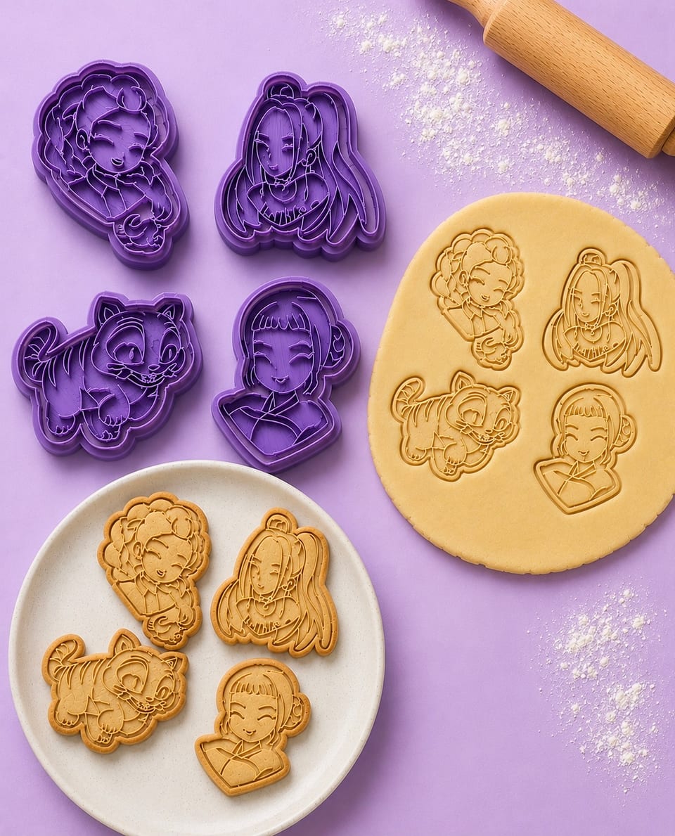 4 KPop Demon Hunters cookie/Play dough Cutters